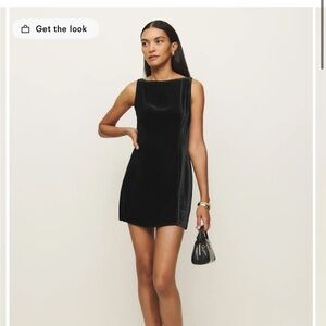 Reformation Black Velvet Brisbane Mini Dress